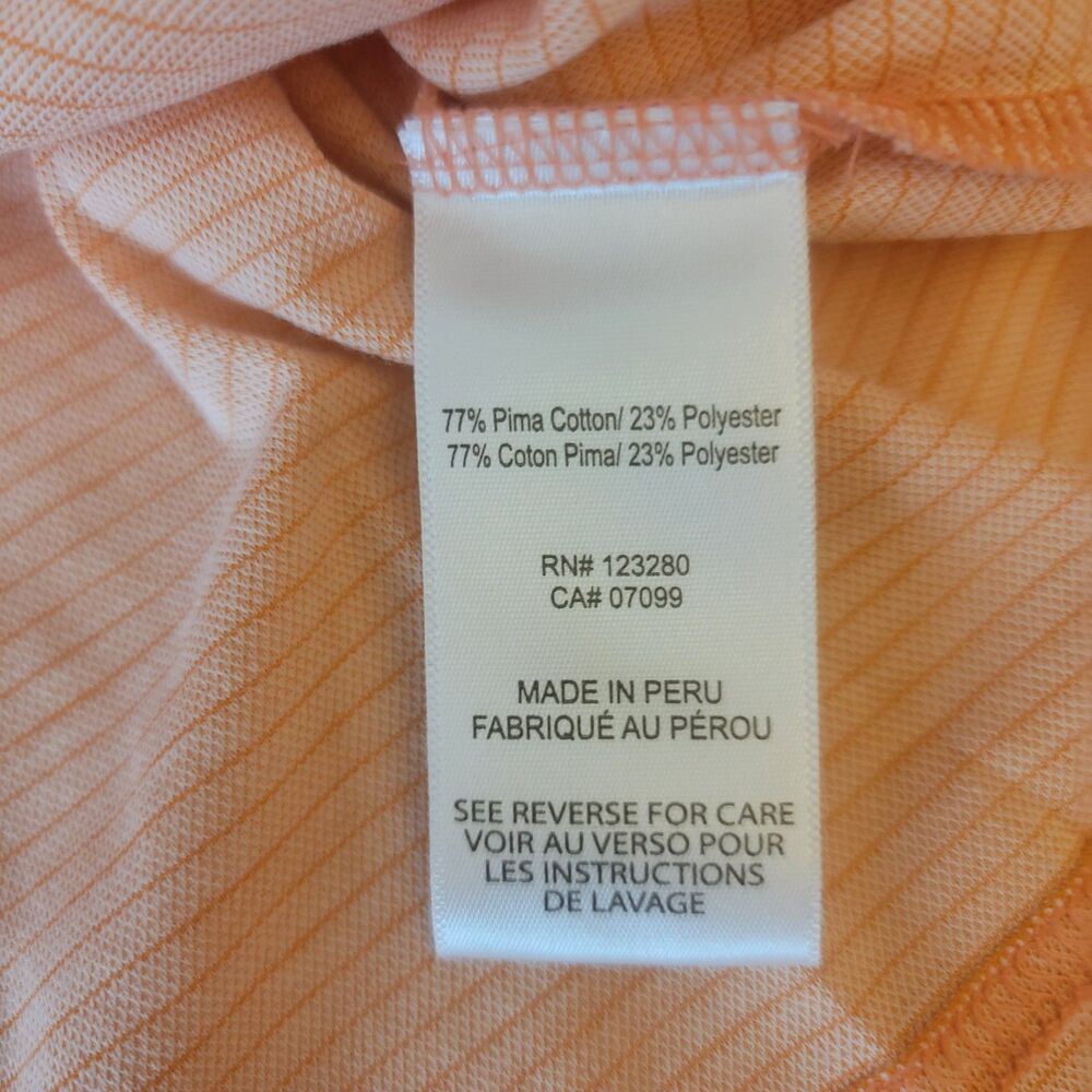 Travis Mathew Mens Size XL Orange Striped Cotton Poly Golf Polo - Picture 9 of 9
